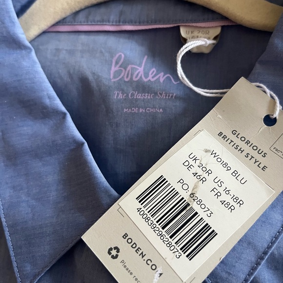 Boden Ladies Shirt NWT 16/18 - Picture 2 of 3
